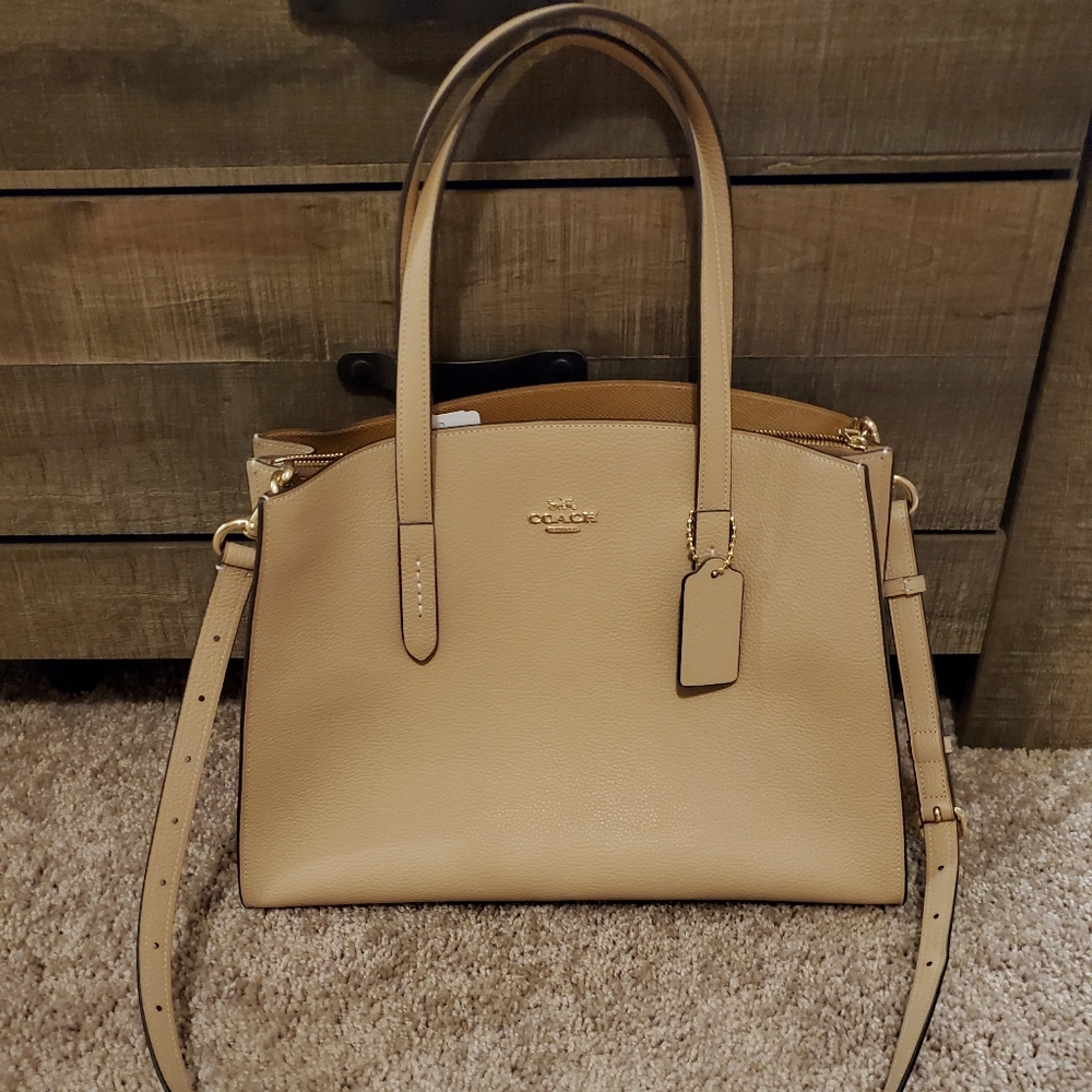 Coach Charlie Medium Carryall Pebble Leather NWT